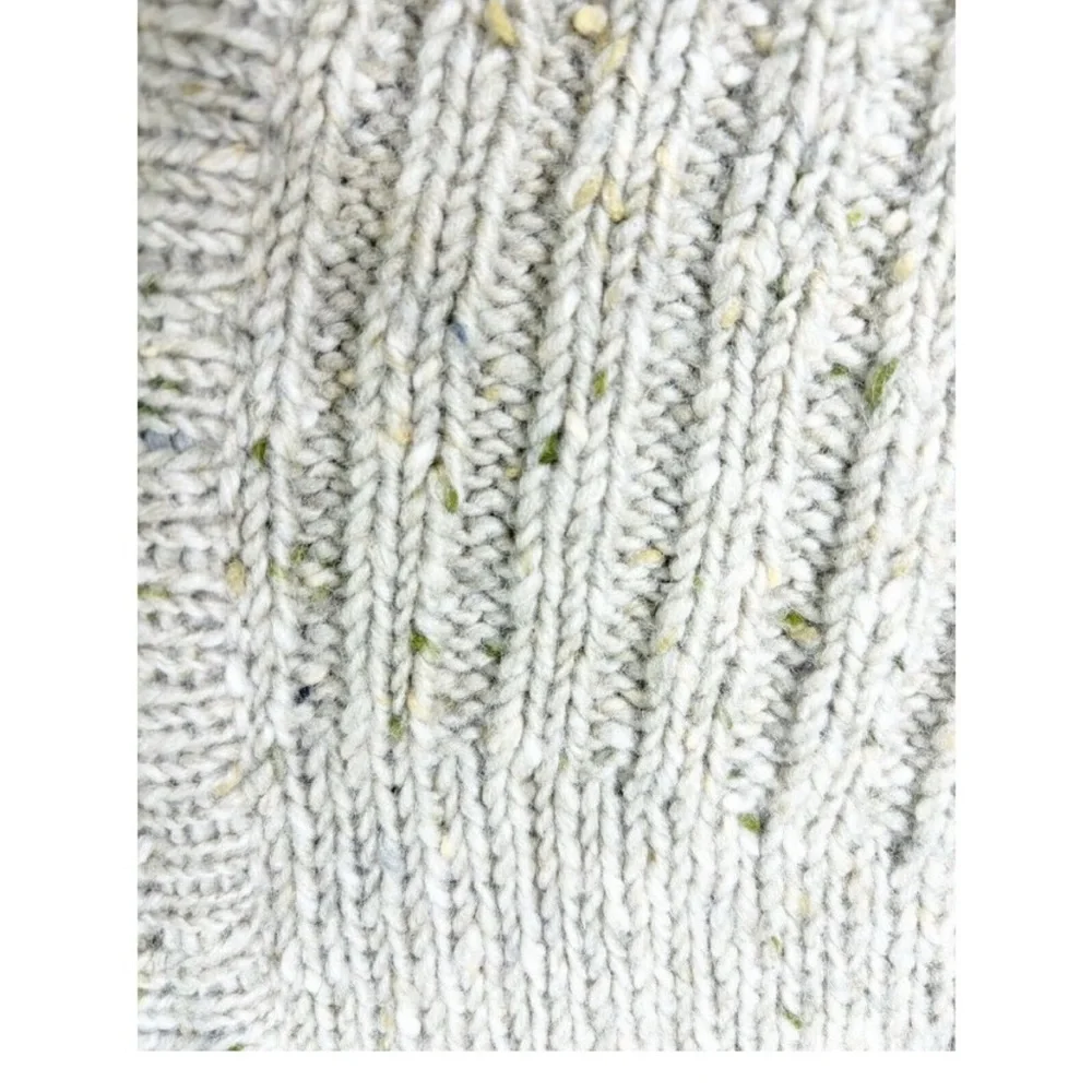 Rossan Donegal Large Wool Neutral Oatmeal Sweater Cardigan Button Up EUC - Picture 2 of 6